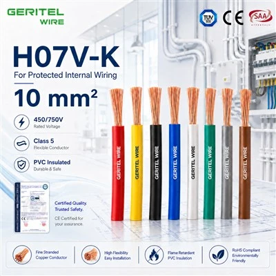 10 Mm² H07V-K Switchgear Wire Rau Kev Sib Txuas Hauv Hluav Taws Xob